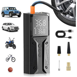 Портативний електричний насос Gerbala 6000mAh, 150PSI з цифровим дисплеєм і LED-ліхтарем для авто, велосипедів, м'ячів