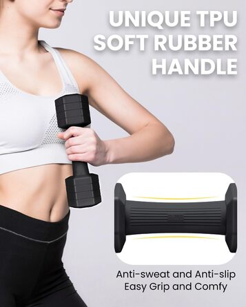 Набір гантелей Fragraim регульовані, 4.54 кг, 4-в-1, з м'якими ручками TPU, для дому, чорний