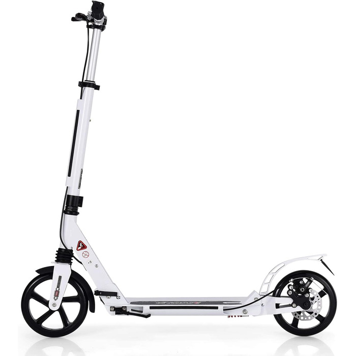 GOPLUS Roller Kinder 8 років: міський тредролер для дітей, підлітків та дорослих (до 100 кг), регульована висота, складний, з гальмом та ременем (білий)