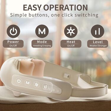 Масажер Healthrelife Shiatsu для шиї, спини, плечей з функцією підігріву, бежевий