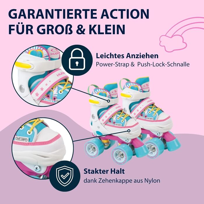 Роликові ковзани HUDORA Wonders - регульовані, для дітей до 60 кг, розміри 28-31, з високоякісного нейлону