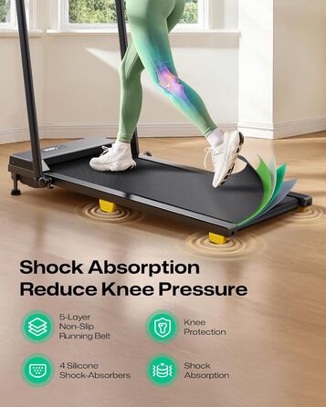 Біговий доріжки з нахилом 9% - складаний Walking Pad з безпечним руків'ям, режим HIIT одним дотиком, для ходьби, бігу та джогу вдома, без збирання, з пультом керування та LED-дисплеєм (чорний)