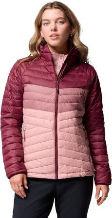 Жіноча зимова куртка-пуховик Columbia Powder Pivot Jacket, темно-синя/рожева, розмір M