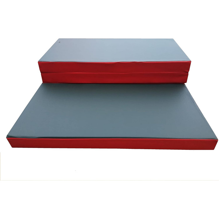 Складаний гімнастичний мат NiroSport 200x100x8 см, м'який, водонепроникний, для фітнесу, спорту, тренувань, гостьовий матрац, зелено-червоний