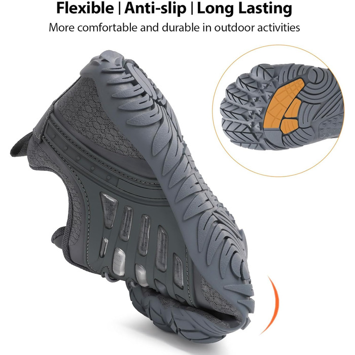 Чоловічі босі кросівки з широкою передньою частиною, Zero Drop, мінімалістичне взуття для воркауту, крос-тренувань, ходьби, хайкінгу, води, важкої атлетики, 43 EU, сірий, темно-сірий