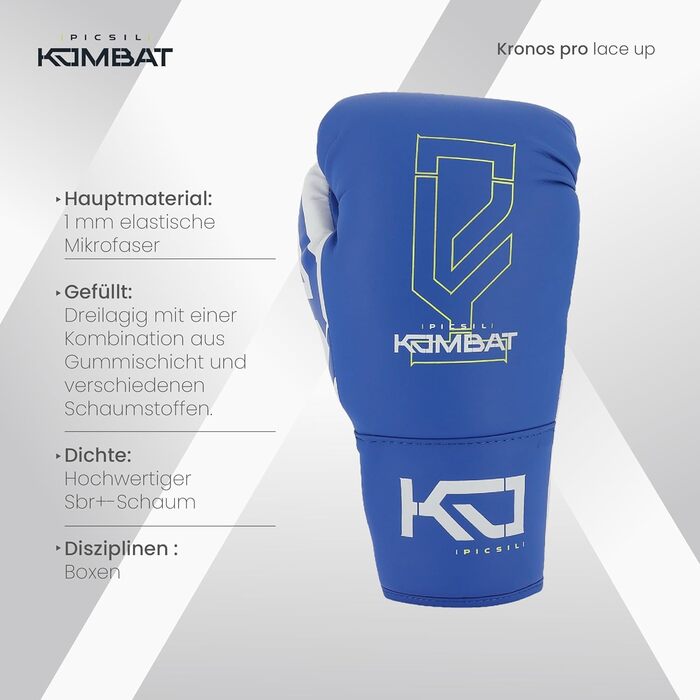 Боксерські рукавички PICSIL Kombat Kronos Pro Lace Up для Муай Тай, ММА, кікбоксингу, універсальні тренувальні