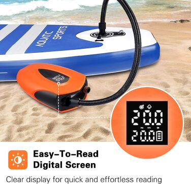 Електричний насос для SUP з акумулятором 12000mAh | Насос для SUP з LED, швидкою зарядкою та 20PSI | 12V насос з подвійним циліндром для SUP, човнів, каяків, наметів