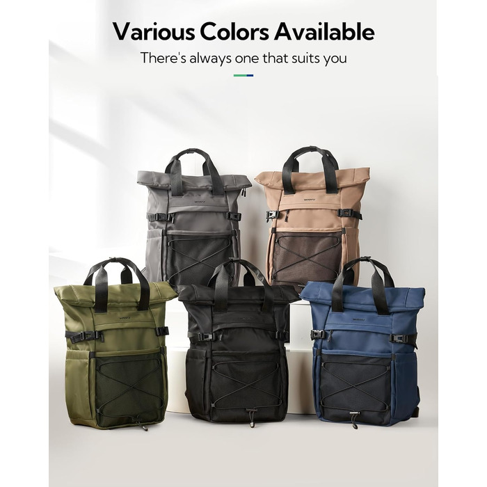 Рюкзак WATERFLY Rolltop 16-21л для чоловіків і жінок, стильний міський рюкзак із відділенням для ноутбука 16