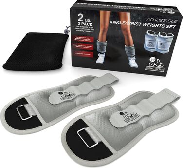 Ваги для ніг та зап'ясть (1 пара) - Регульовані ваги для жінок, чоловіків та дітей - Ідеально підходять для ходьби, бігу, гімнастики, аеробіки, 2.0 кг (x2), сірий колір
