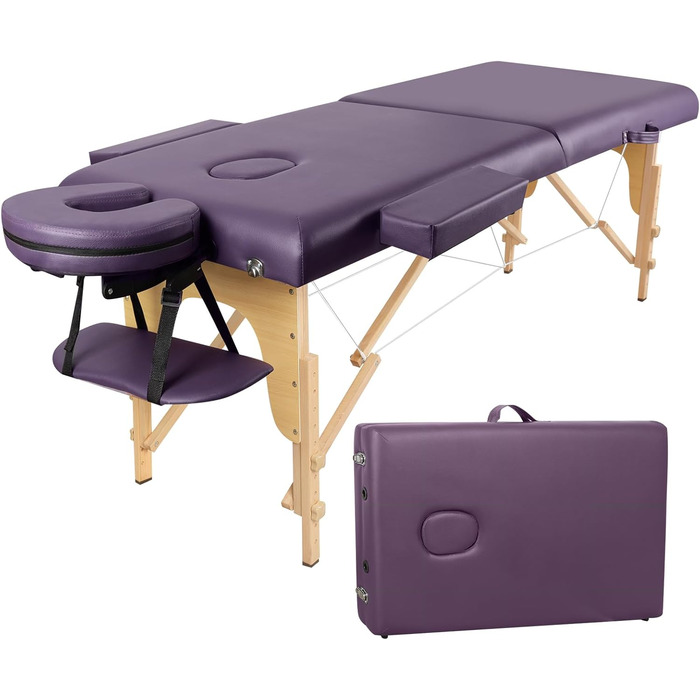 Масажний стіл складаний для косметології: дерев'яний масажний стіл з 2 зонами, мобільне масажне ліжко, масажна банка для фізіотерапії та татуювання