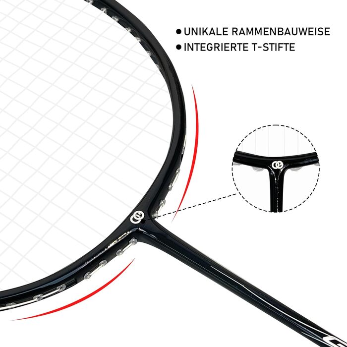 Набір для бадмінтону OGEENIER: 2 ракетки, 2 обмотки, 2 волана, 1 ракетка з сумкою (білий/чорний)