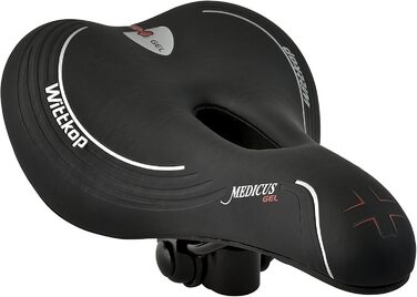 Велосипедне сідло Büchel WITTKOP з 3 зонами комфорту та гелевою амортизацією | Зручне сідло для жінок та чоловіків | MTB, Trekking, City, Чорний