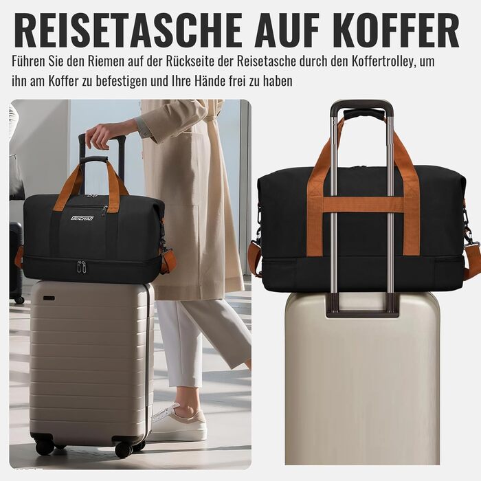 Спортивна сумка-рюкзак для чоловіків та жінок з відділенням для взуття та мокрих речей, велика місткість, легка, водонепроникна, чорна