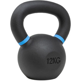 Гиря Strength Shop 12 кг з чавуну, ергономічна ручка, кольорове маркування ваги, чорне покриття, для функціонального тренування