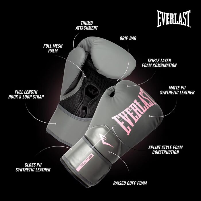 Боксерські рукавички Everlast Elite 2 для спарингу та тренувань з мішком, клямки, ергономічний захват, піна розділеної структури, оригінальні Everlast