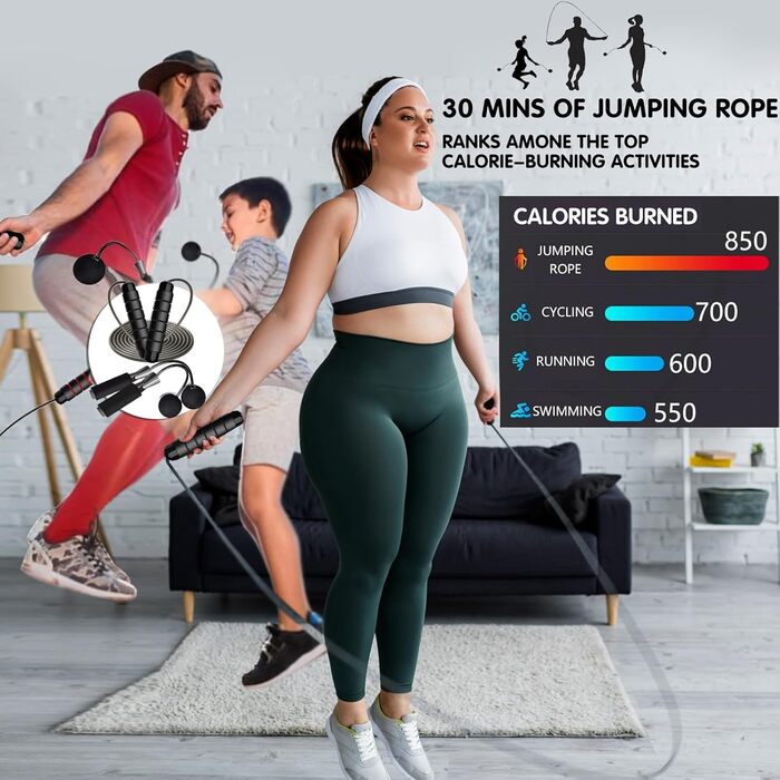 Скакалка Enouke (2 шт.): для кардіотренувань, дорослих та дітей, чорного кольору