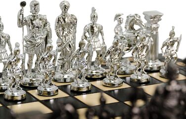 Шахи Master of Chess Spartan 40x40 см, металізована пластикова фігура, дерев'яна дошка, антик Рим, класична настільна гра
