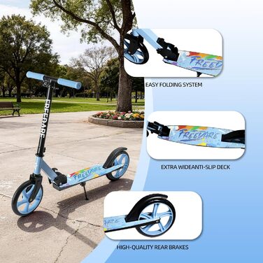 Самокат FREEDARE Cityroller складний для дітей та дорослих, колеса 200мм, до 100кг, блакитний