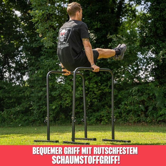 MATCHU Регульовані турніки для віджимань (паралелетки) - 75-103 см, сталь, чорний