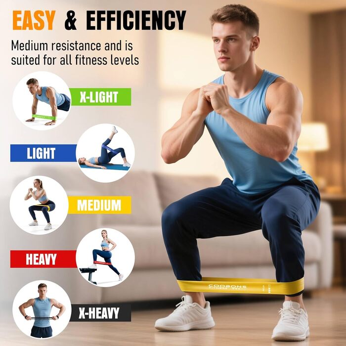 Еластичні гумки для фітнесу: набір для всього тіла, силові тренування, жінкам та чоловікам, 5 шт. (4,5–18,1 кг)