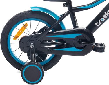 Дитяче велосипед Sun Baby Tiger Tracker 14/16 дюймів для хлопчиків. Легкий, з додатковими колесами та штовхачем, 2-6 років. BMX, блакитний.