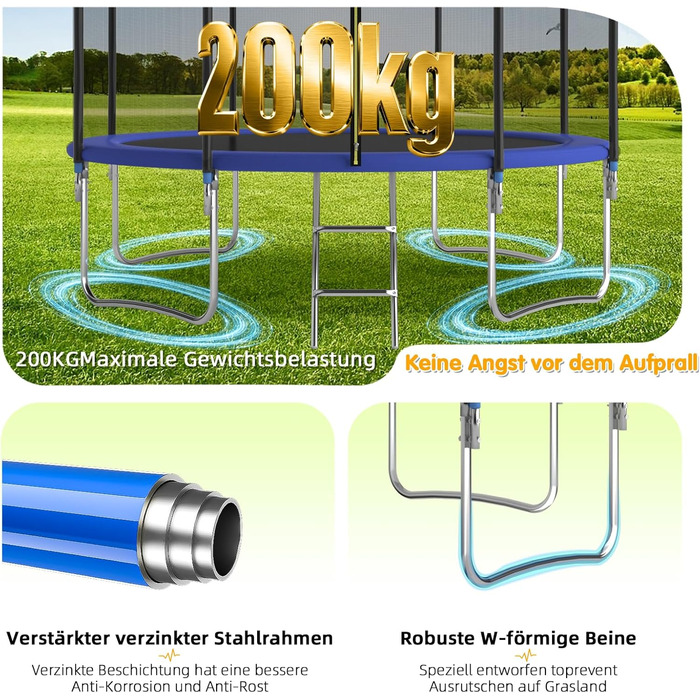 Батут Redkid Outdoor 305 см з сіткою, драбиною та баскетбольним кільцем, 440 фунтів