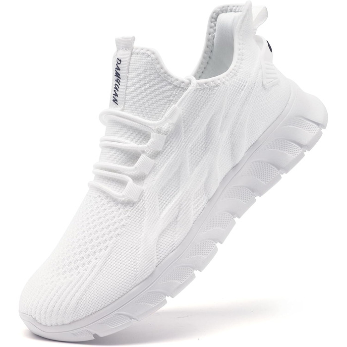 Чоловічі кросівки для бігу, спортивні, повсякденні: легкі, дихаючі, для тенісу, фітнесу, піших прогулянок. Slip-On (43 EU, B White)