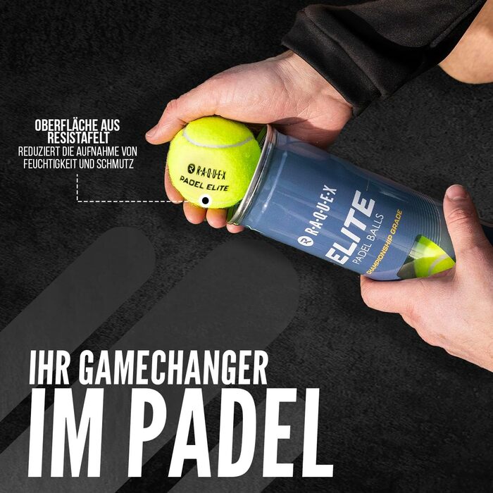 М'ячі для падел-тенісу Raquex Elite – Доза 6 шт. – 2 швидкості – Elite Pace Padel Pro для швидкої гри