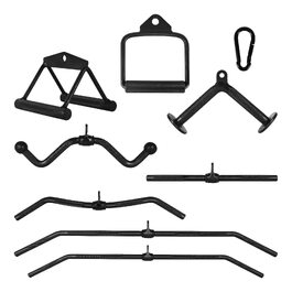 Набір ручок для кросовера MSPORTS Premium, сталеві рукоятки з карабіном 8 мм для тренування біцепса та трицепса, чорні