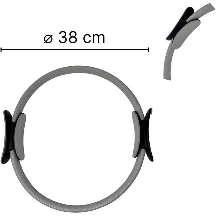 Кільце для пілатесу ATC Handels GmbH 38 см з нековзними ручками - тренажер для пресу, йоги та фітнесу, сірий