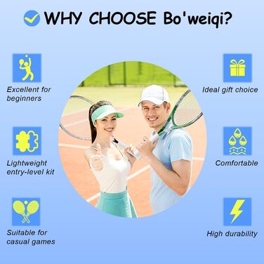 Набір для тенісу Bo'weiqi 27 дюймів (2 ракетки) для початківців: з м'ячами, накладками та демпферами (Рожевий + Зелений)