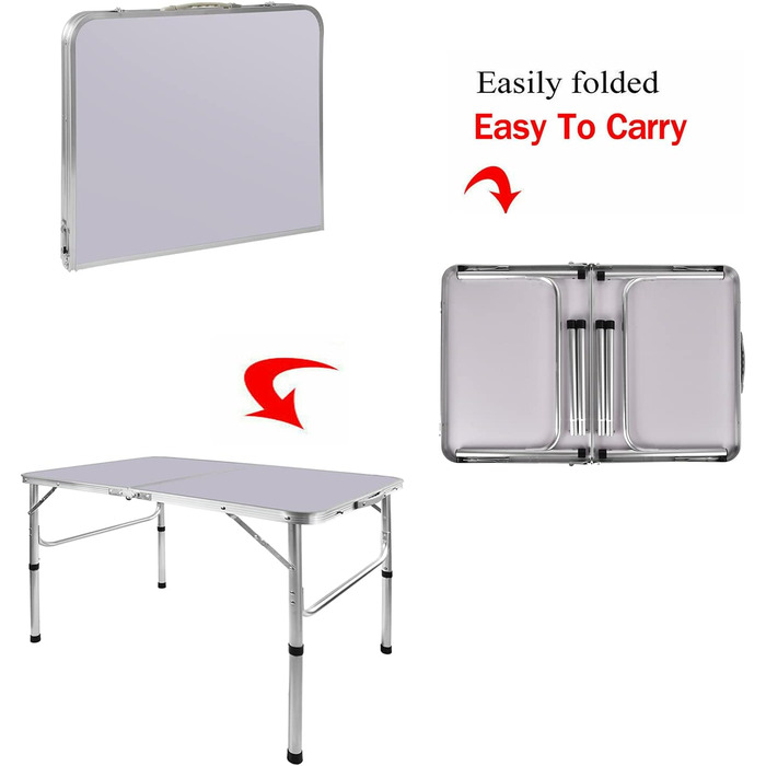 Складаний стіл 60 см, портативний, для кемпінгу та пікніків, садовий, вуличний, з алюмінієвим каркасом та регульованою висотою, 60 x 45 x 25,9 см (Д x Ш x В)