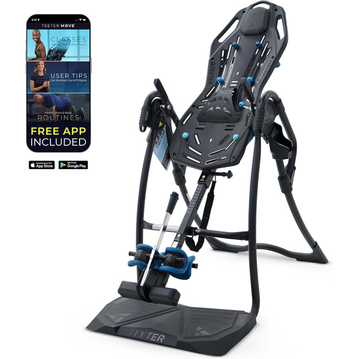 Інверсійний стіл Teeter FitSpine LX9: полегшення болю в спині, зручна фіксація щиколоток, сертифікат FDA (чорний)