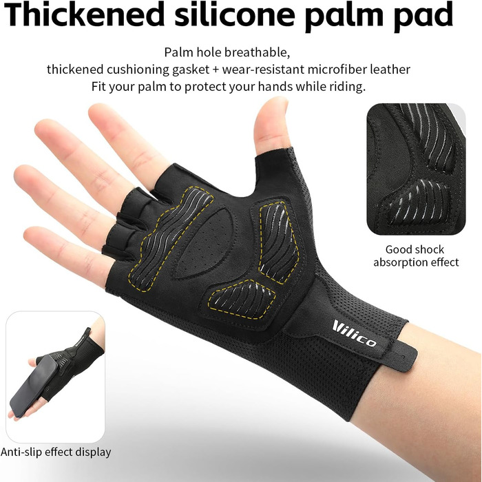 Професійні велосипедні рукавички – дихаючі, амортизуючі, з силіконовими вставками на долонях для катання, альпінізму та активного відпочинку. Чорний, розмір L