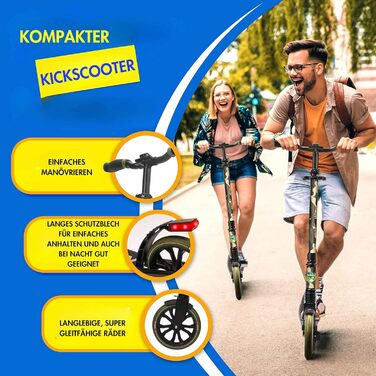 Самокат SereneLife для дорослих і дітей, 2-колісний, алюмінієвий, з регульованим кермом і ременем для перенесення, складаний, антиковзна дека