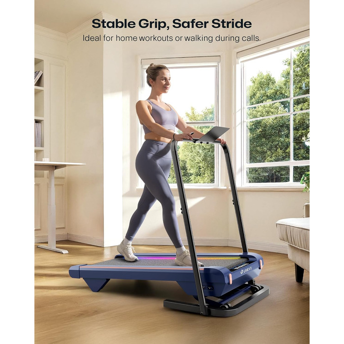 UREVO Smart Walking Pad: компактний біговий килимок під стіл з двома амортизаторами, додаток для фітнесу з аналітикою та режимом MIIT, керування пультом або додатком для дому/офісу (чорний)