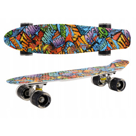 Скейтборд Aurora FB graffiti: 56 см, навантаження до 100 кг, колеса 60 мм 82A, підшипники ABEC-7