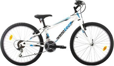 Гірський велосипед Probike Tempo 24 дюйми, 18 швидкостей, для хлопчиків і дівчат, білий/синій, зріст 130-155 см