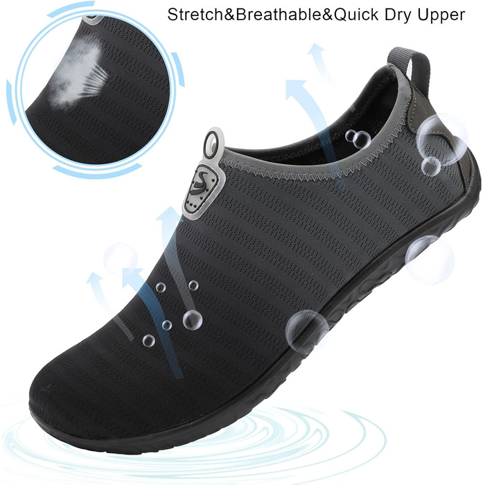 Водні шкарпетки Spesoul для жінок та чоловіків, дихаючі, швидковисихаючі, м'які, для піших прогулянок, плавання, пляжу, серфінгу, йоги, спорту (42/44 EU, Jb Blackgrey)