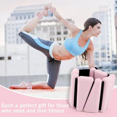 Набір вантажів для зап'ястя та щиколоток 2 шт. (по 0.45 кг), регульовані вантажі, силіконові браслети для жінок та чоловіків, для бігу, джоггінгу, прогулянок, йоги, танців, пілатесу (Рожевий)