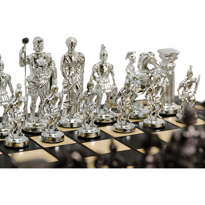 Шахи Master of Chess Spartan 40x40 см, металізована пластикова фігура, дерев'яна дошка, антик Рим, класична настільна гра