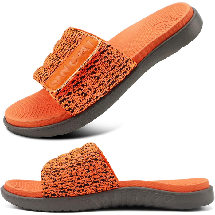 Чоловічі шльопанці ONCAI для душу та басейну з липучкою, відкриті, спортивні, літні, для дому, м'яка гумова підошва, розмір 40-49 (44 EU, помаранчевий)