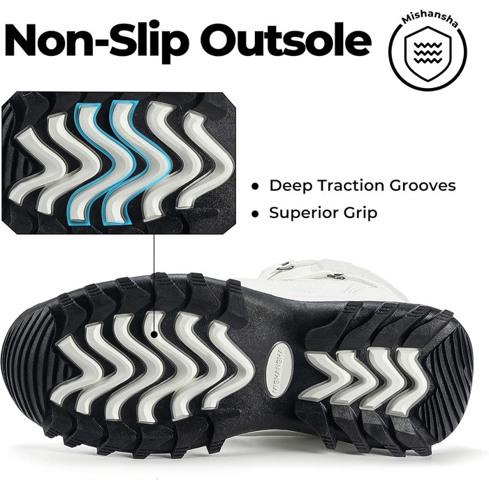 Зимові черевики Mishansha для жінок, утеплені, водонепроникні, туристичні, розмір 36-42 (білі)