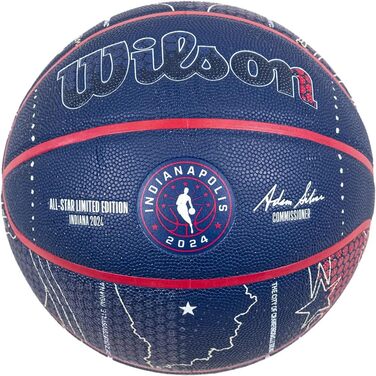 Баскетбольний м'яч Wilson NBA All-Star 2024 Indianapolis, колекційний, розмір 7, для дорослих, темно-синій