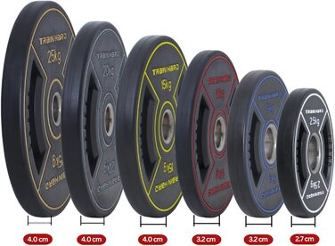 Олімпійські диски Train Hard 50 мм, чавунні, з гумовим покриттям, 2,5–25 кг