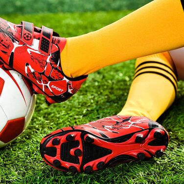 Дитячі футбольні бутси Kinder - червоні, унісекс, з кріпленням на липучці, для тренувань та гри на траві, розмір 34 EU