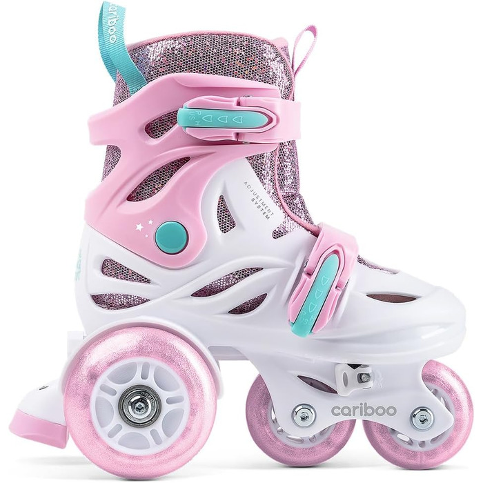 Роликові ковзани Cariboo для дітей: регульовані ролики-інлайнери з навчальними колесами, рожеві, розмір 31-35