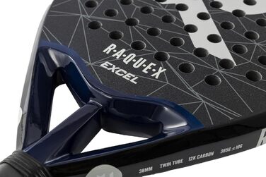 Ракетка для падел Raquex Excel 12K Carbon – для початківців та просунутих гравців, піна ImpactCore Eva 15, з ремінцем на зап'ястя (Чорна)