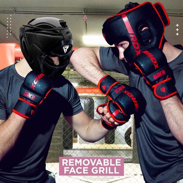 Шолом для боксу RDX з решіткою, Maya Hide шкіра, для MMA, кікбоксингу, муай тай, захист обличчя та носа, XL, рожевий