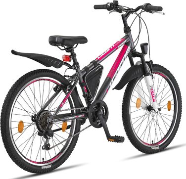 Гірський велосипед Licorne Bike Guide Premium 24 дюйми, 21 швидкість, для дівчат, хлопців, чоловіків та жінок, антрацит